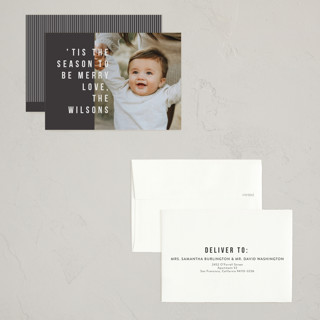 This is a night petite holiday cards with standard by Jula Paper Co. called bold & merry printing on recycled smooth signature in petite