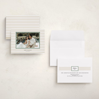 This is a gingerbread petite holiday cards with standard by Danie Romrell called tagged stripes printing on signature in petite