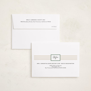 This is a gingerbread petite holiday cards with standard by Danie Romrell called tagged stripes printing on signature in petite