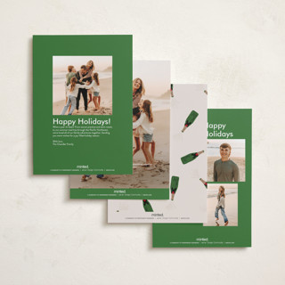 This is a eggnog petite holiday cards with standard by Shari Margolin called popping bottles printing on recycled smooth signature in petite