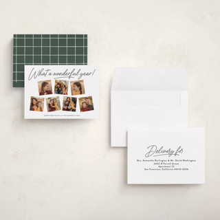 This is a pine petite holiday cards with standard by Kacey Kendrick Wagner called wonderful year printing on recycled smooth signature in petite