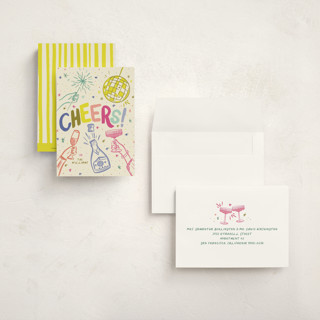 This is a champagne petite holiday cards with standard by Jenna Holcomb called nye printing on signature in petite