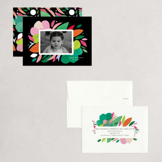 This is a midnight petite holiday cards with standard by Lori Wemple called flora printing on recycled smooth signature in petite