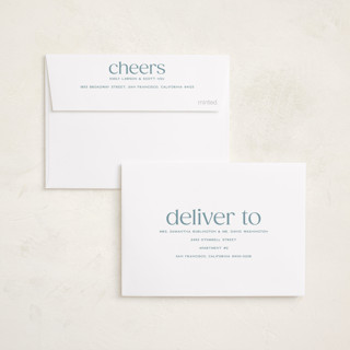 This is a ice petite holiday cards with standard by Owl and Toad called cheers to new printing on recycled smooth signature in petite