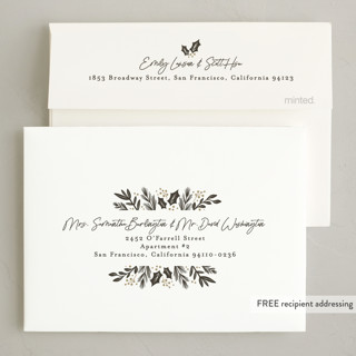 This is a graphite petite holiday cards with standard by Karidy Walker called foraged frame printing on recycled smooth signature in petite
