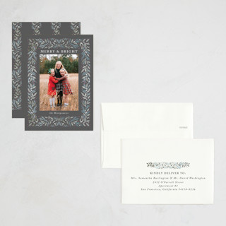 This is a slate petite holiday cards with standard by Petra Kern called framosa printing on recycled smooth signature in petite