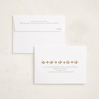 This is a christmas classic petite holiday cards with standard by Elsa Duncan called little floral border printing on recycled smooth signature in petite