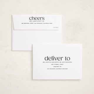 This is a night petite holiday cards with standard by Owl and Toad called cheers to new printing on recycled smooth signature in petite