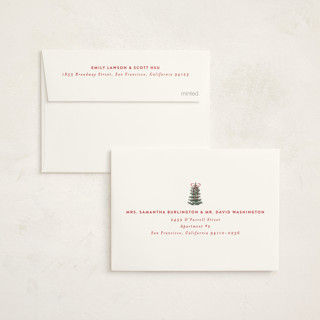 This is a snow petite holiday cards with standard by Angela Garrick called festive forest printing on signature in petite