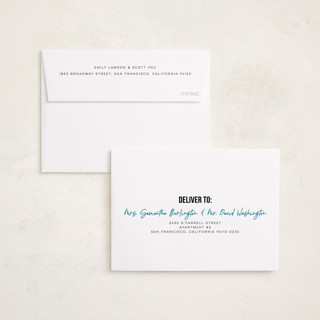 This is a denim petite holiday cards with standard by Karen Glenn called new year win printing on recycled smooth signature in petite