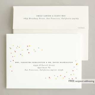 This is a midnight foil pressed holiday cards with foil pressed by Ellen Schlegelmilch called confetti popper printing on signature in standard