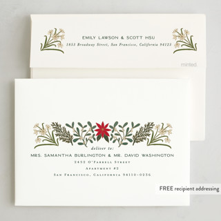 This is a pine foil pressed holiday cards with foil pressed by Amy Kross called paper whites printing on signature in standard