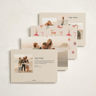 This is a champagne foil pressed holiday cards with foil pressed by Teju Reval called fun ornaments printing on signature in standard