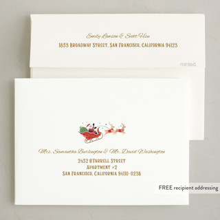 This is a vanilla foil pressed holiday cards with foil pressed by Paper Sun Studio called the night before christmas printing on signature in standard