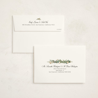 This is a wintermint foil pressed holiday cards with foil pressed by Susan Moyal called peace, love & hope printing on signature in standard