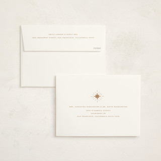 This is a honey foil pressed holiday cards with foil pressed by Teju Reval called nativity scene printing on signature in standard