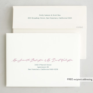 This is a magenta non photo holiday cards with standard by Wendy Keller called pomegranate printing on signature in standard