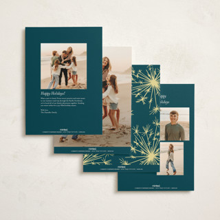 This is a peacock non photo holiday cards with standard by Paula Pecevich called sparklers printing on signature in standard