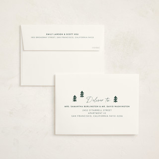 This is a forest non photo holiday cards with standard by Maja Cunningham called winter linocut printing on signature in standard