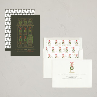 This is a cobblestone non photo holiday cards with standard by Susan Zinader called home for the holidays printing on signature in standard