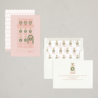 This is a ballet slipper non photo holiday cards with standard by Susan Zinader called home for the holidays printing on signature in standard