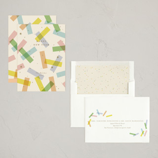 This is a pastel non photo holiday cards with standard by Ellen Schlegelmilch called confetti strips printing on signature in standard