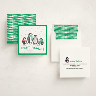 This is a spearmint non photo holiday cards with standard by Jenna Holcomb called warm wishes printing on signature in standard