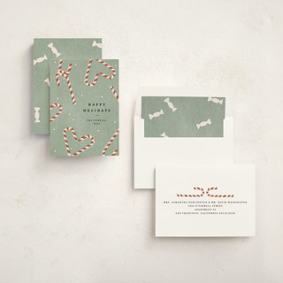 This is a sage non photo holiday cards with standard by Sumak Studio called sweet december printing on signature in standard