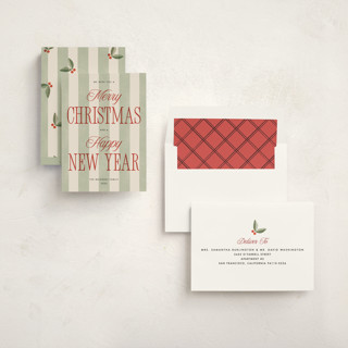 This is a stocking non photo holiday cards with standard by Robert and Stella called striped type printing on signature in standard