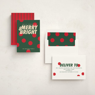 This is a pine non photo holiday cards with standard by Creo Study called christmas polka printing on signature in standard