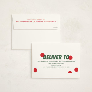 This is a pine non photo holiday cards with standard by Creo Study called christmas polka printing on signature in standard