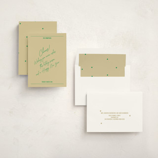 This is a jade non photo holiday cards with standard by Jen Ramsey called holiday note printing on signature in standard