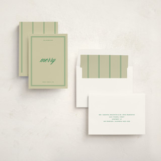 This is a emerald non photo holiday cards with standard by Jen Ramsey called merry merry printing on signature in standard