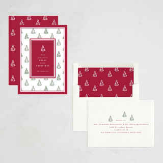 This is a mulberry non photo holiday cards with standard by Corinne Malesic called little trees printing on signature in standard