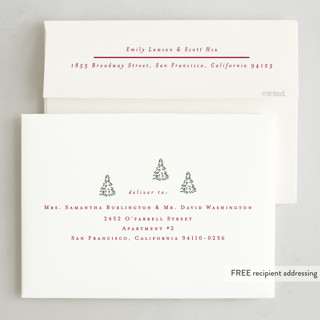 This is a mulberry non photo holiday cards with standard by Corinne Malesic called little trees printing on signature in standard