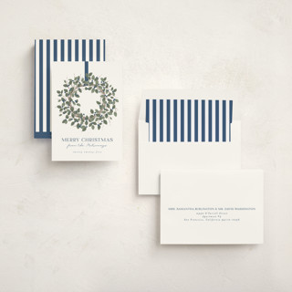 This is a juniper non photo holiday cards with standard by Kacey Kendrick Wagner called classic wreath printing on signature in standard
