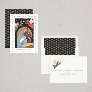 This is a plum non photo holiday cards with standard by Alethea and Ruth called pure light printing on signature in standard