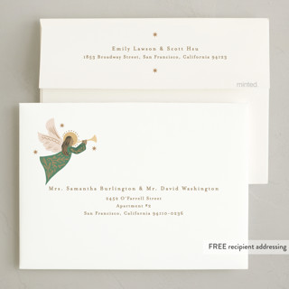 This is a plum non photo holiday cards with standard by Alethea and Ruth called pure light printing on signature in standard