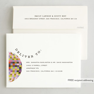 This is a sun non photo holiday cards with standard by Pixel and Hank called new year disco printing on signature in standard