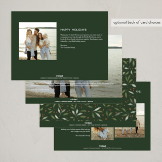 This is a pine non photo holiday cards with standard by Paula Pecevich called botanical merry printing on signature in standard