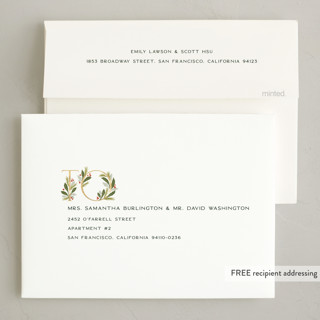 This is a pine non photo holiday cards with standard by Paula Pecevich called botanical merry printing on signature in standard