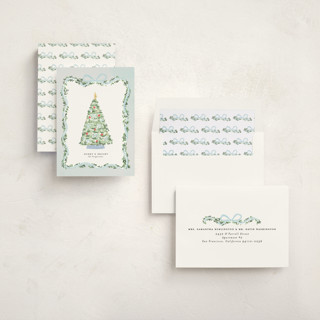 This is a frosty non photo holiday cards with standard by Itsy Belle Studio called vintage bow tree printing on signature in standard