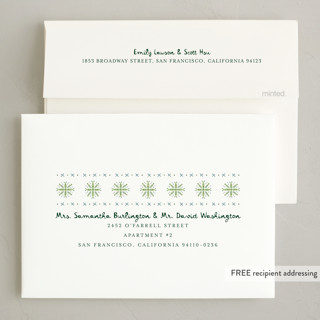 This is a pine non photo holiday cards with standard by Erika Firm called vintage christmas ornament printing on signature in standard