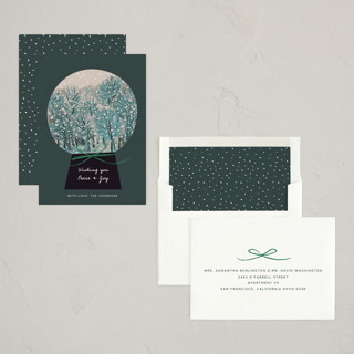 This is a deep sea non photo holiday cards with standard by Ani Somi called winter forest snow globe printing on signature in standard