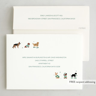 This is a ice non photo holiday cards with standard by tara berg called holiday dogs printing on signature in standard