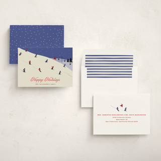 This is a blueberry non photo holiday cards with standard by Kampai Designs called ski season printing on signature in standard