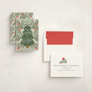 This is a leaf non photo holiday cards with standard by Kristen Smith called ornate tree printing on signature in standard