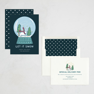 This is a polar plunge non photo holiday cards with standard by Lauren Jinhee called snow globe printing on signature in standard
