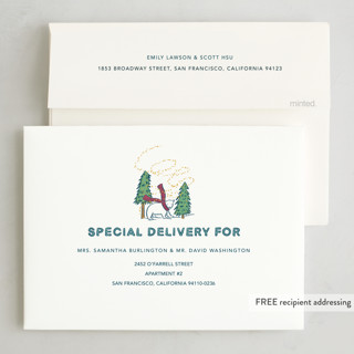 This is a polar plunge non photo holiday cards with standard by Lauren Jinhee called snow globe printing on signature in standard