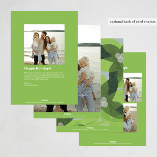 This is a chartreuse non photo holiday cards with standard by Carrie Moradi called paper blooms printing on signature in standard